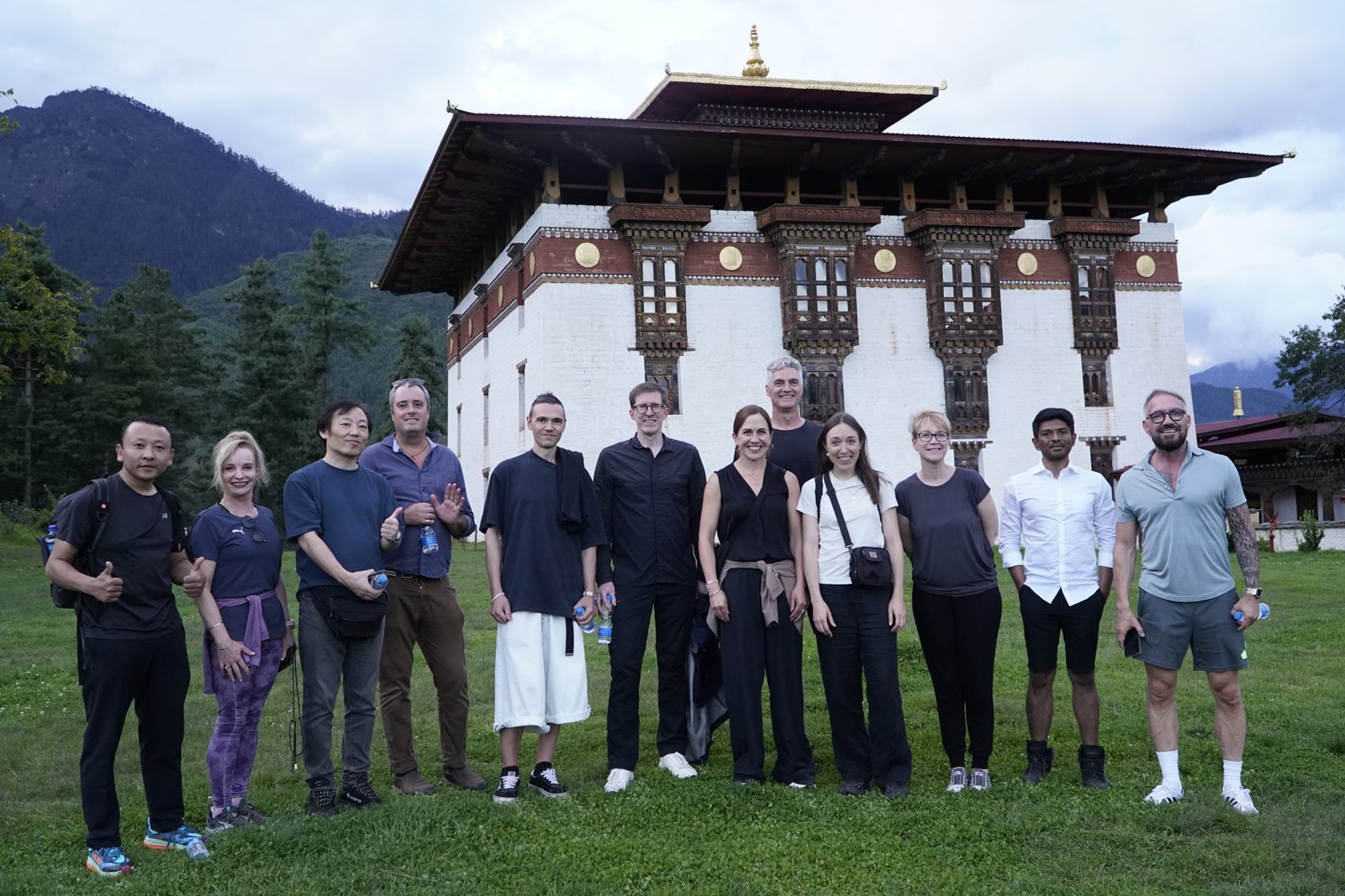 The Forum group gathered in front of a Bhutanese dzong