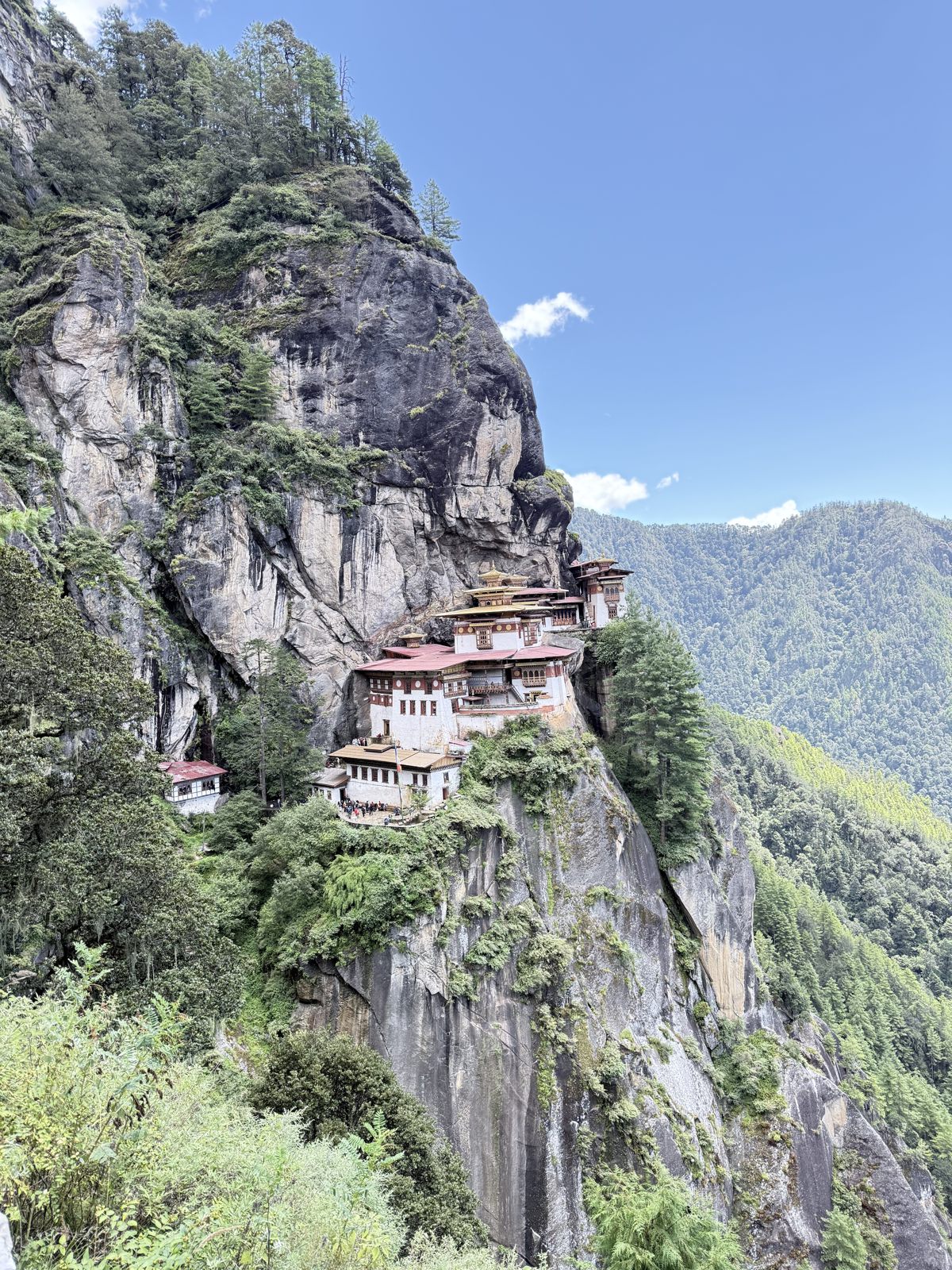 The Tiger’s Nest monastery clinging to a cliff face above the Paro valley